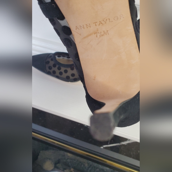 ANN TAYLOR Sheer Elegant Black Polka Dot Women's Heels - Picture 7 of 13